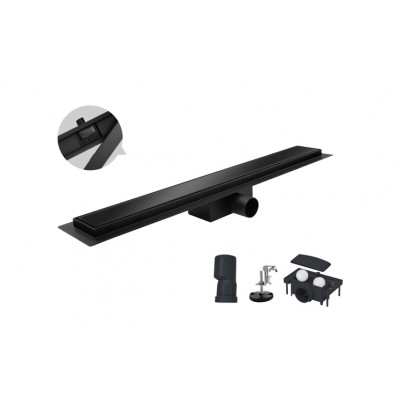 Душевой трап из нержавеющей стали Koer FD08-70x700-Glass Black 70x700мм из стекл. панелью (KR5141)