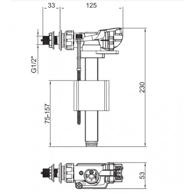 Арматура наполнительная Koer KT-0106-1/2" с боковым подключением и пластиковой резьбой 1/2" (KR5336)