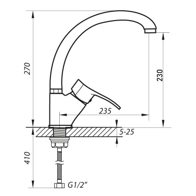 Смеситель для кухни ZERIX DYU 135 (ZX0023)