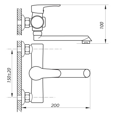 Смеситель для ванны ZERIX PUD3 045 (ZX2790)