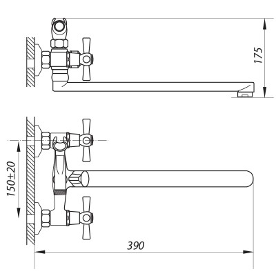 Смеситель для ванны ZERIX DMT-B 722 (ZX0410)