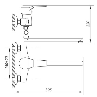 Смеситель для ванны ZERIX EDN 181 (ZX0031)