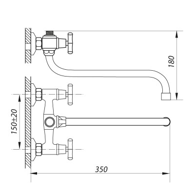 Смеситель для ванны ZERIX JIK7 102-A (ZX0408)