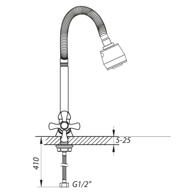 Смеситель для кухни ZERIX TZH 722 с рефлективным изливом (ZX2947)