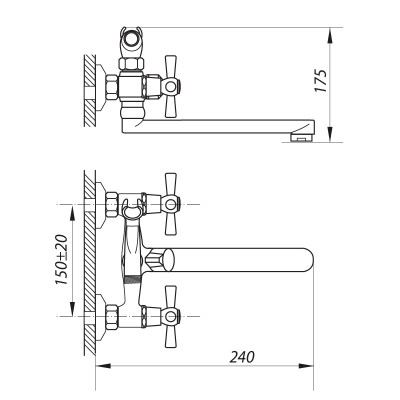 Смеситель для ванны ZERIX DMT-3-B 722 (ZX2939)