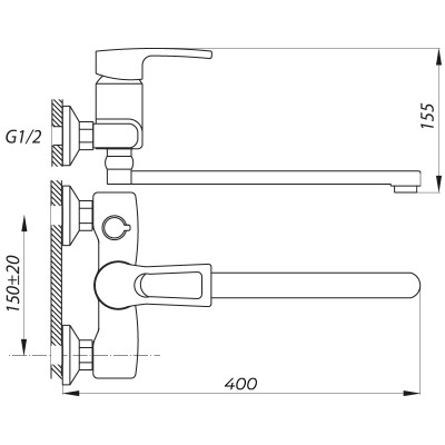 Смеситель для ванны ZERIX JLB 135 (ZX2942)