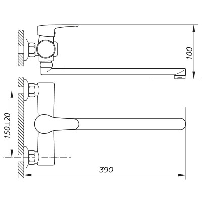 Смеситель для ванны ZERIX PUD7 146 белый (ZX2912)