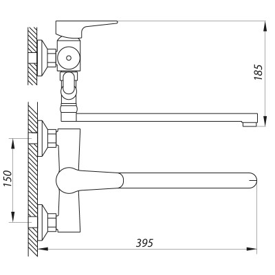 Смеситель для ванны ZERIX PUD7 146 (ZX2938)