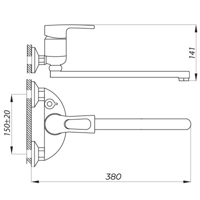 Смеситель для ванны ZERIX NHB 181 (ZX2970)