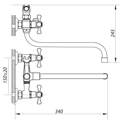 Смеситель для ванны ZERIX DMT 827 (ZX0018)