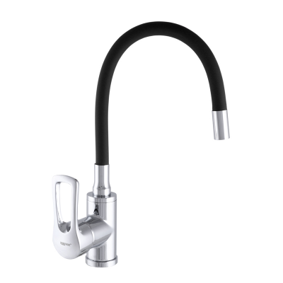 Смеситель для кухни ZERIX SAR 181 с силиконовым изливом Черный (ZX2771)