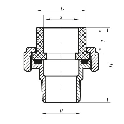 Сгон-американка НР 32x1M PPR KOER K0137.PRO (KP0173) Сгон-американка НР 32x1M PPR KOER K0137.PRO (KP0173)