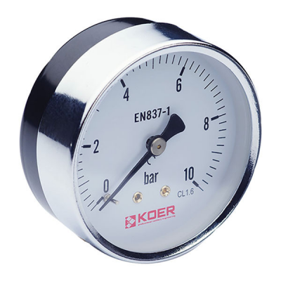 Манометр аксиальный (KOER KM.611A) (0-10 bar), D=63мм, 1/4'' (KR0212)