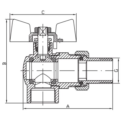 Кран с американкой 3/4" "антипротечка" (KOER KR.228.W-Gi) угловой белый (KR0193)