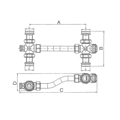 Байпас для коллектора KOER KR.1023 - 1'' с трехходовым разделителем (KR2891)