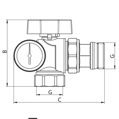 Кран с американкой "антипротечка" с термометром KOER KR.1033-Gi - 1'' (KR2894)