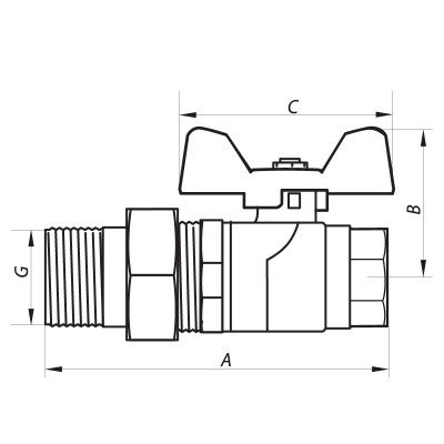 Кран шаровый с американкой 3/4" ГШБ (NF.921) NOLF (NF2962)