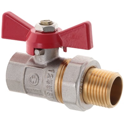 Кран с американкой 1/2" прямой WATERPRO красный (WP0151) Кран с американкой 1/2" прямой WATERPRO красный (WP0151)