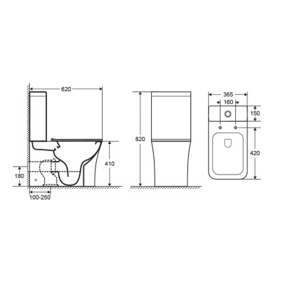 Унитаз напольный пристенный Imprese NARON Rimless i11618, горизонтальный выпуск, бачок 3/4,5л, нижний подвод, сидение Duroplast Slim slow-closing