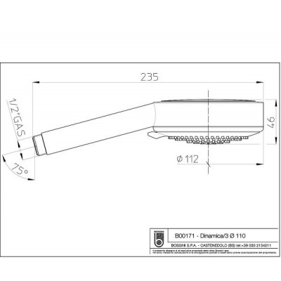 Лейка "BOSSINI" DINAMICA 3 позиции 110mm B00171