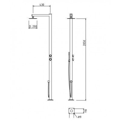 Уличная душевая система AMA VENERE VE1060L Уличная душевая система AMA VENERE VE1060L