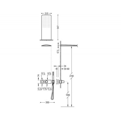 Термостатическая душевая система TRES LOFT 20735202BM