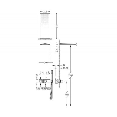 Термостатическая душевая система TRES BLOCK SYSTEM 20725202