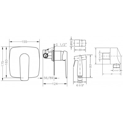 Комплект для гигиенического душа GENEBRE Kode KODE45ov (10069445+62115314566+168004)