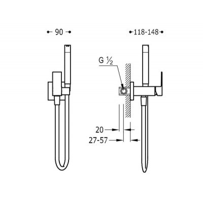 Набор для гигиенического душа TRES CUADRO 00612301BM Набор для гигиенического душа TRES CUADRO 00612301BM