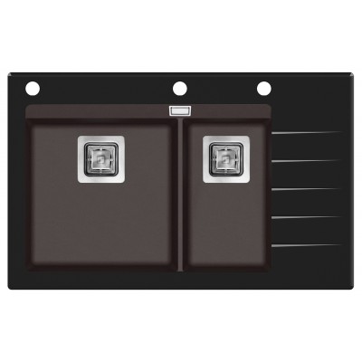 Кухонная мойка AquaSanita Delicia Plus GQD150B-120 черное стекло, Cerrus, коричневый