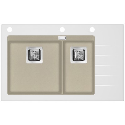 Кухонная мойка AquaSanita Delicia Plus GQD150W-111 белое стекло, Silica, светло-бежевый
