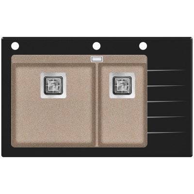 Кухонная мойка AquaSanita Delicia Plus GQD150B-110 черное стекло, Beige, бежевый
