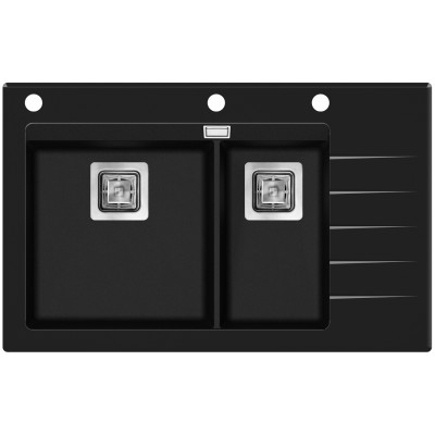 Кухонная мойка AquaSanita Delicia Plus GQD150B-601 черное стекло, Black Metallic, черный