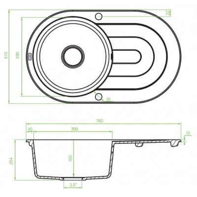 Кухонная гранитная мойка Laveo Dafne SBD_781T