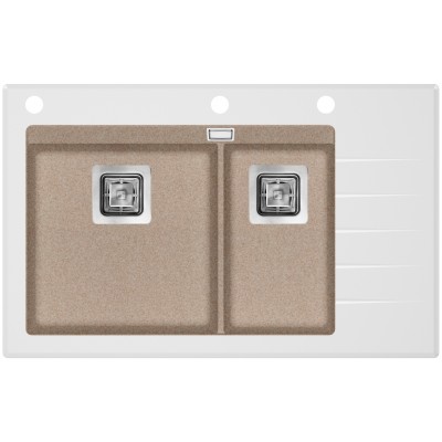 Кухонная мойка AquaSanita Delicia Plus GQD150W-110 белое стекло, Beige, бежевый