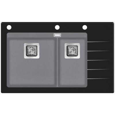 Кухонная мойка AquaSanita Delicia Plus GQD150B-202 черное стекло, Alumetallic, серый металлик
