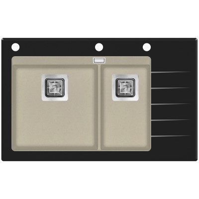 Кухонная мойка AquaSanita Delicia Plus GQD150B-111 черное стекло, Silica, светло-бежевый