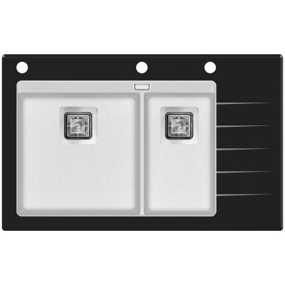 Кухонная мойка AquaSanita Delicia Plus GQD150B-710 черное стекло, Alba, белый