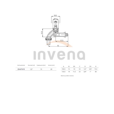 Кран садовый хромированный Invena ZW-67-015
