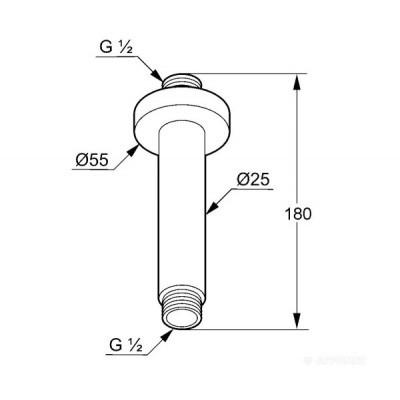 Кронштейн с потолка 18 см. KLUDI A-QA 665158700 KLUDI A-QA 665158700