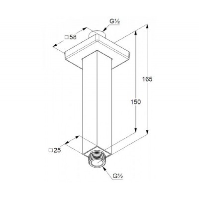 Кронштейн с потолка 15 см KLUDI A-QA 665450500