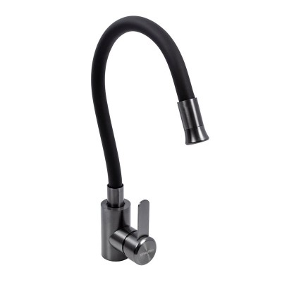 KF62 гнучкий змішувач VALESO (чорний гусак, PVD чорний корпус)