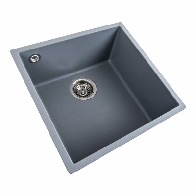 Гранитная мойка для кухни Platinum 4040 RUBA матовый серый металлик