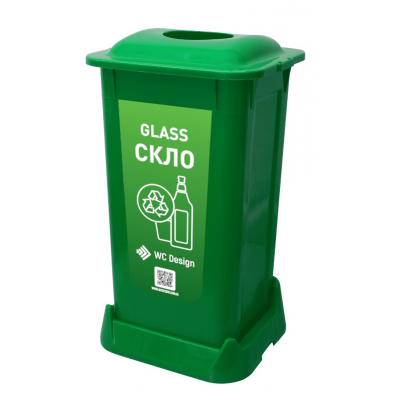 Контейнер для сортировки отходов стекла Afacan SAO-70 111 (зеленый пластиковый, 70 л, с крышкой)