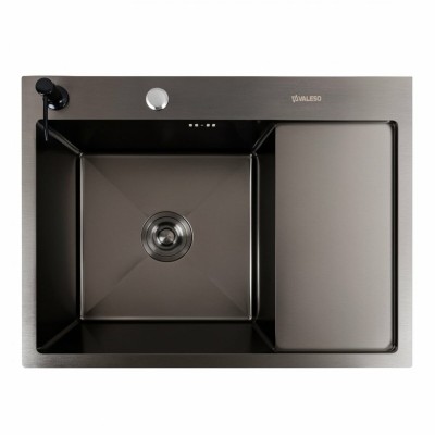 Кухонная мойка Valeso Handmade CM 65*50 L черная PVD (круглый сифон 3,0/0,8)