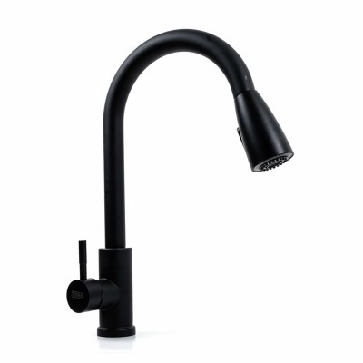 Смеситель кухонный Valeso LN08 черный с выдвижной лейкой