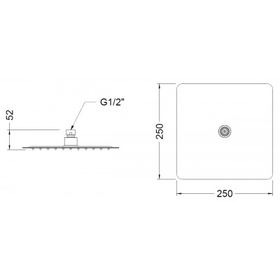 Верхний душ 25см GENEBRE KLOE Brushed Metal Графит R6513052