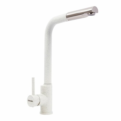 Смеситель кухонный VALESO Q411B БЕЛЫЙ В ТОЧКЕ (с выдвижной воронкой)