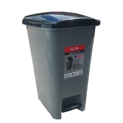 Корзина для мусора с педалью Afacan SLIM SPK-50 101 (серый пластик, 50 л)