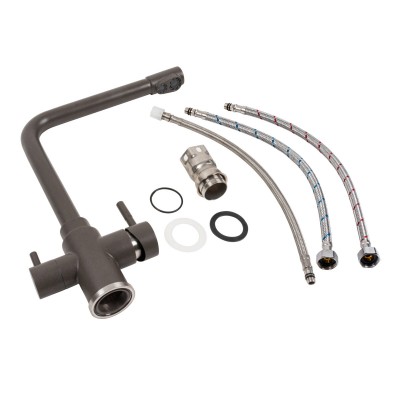 Смеситель кухонный с подключением под фильтр Platinum KT 8201 (8626) Темная скала